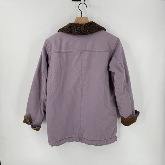 Vintage L.L. Bean Sherpa Lined Utility Chore Jacket Lavender Button Front Sz XS - Picture 2 of 8